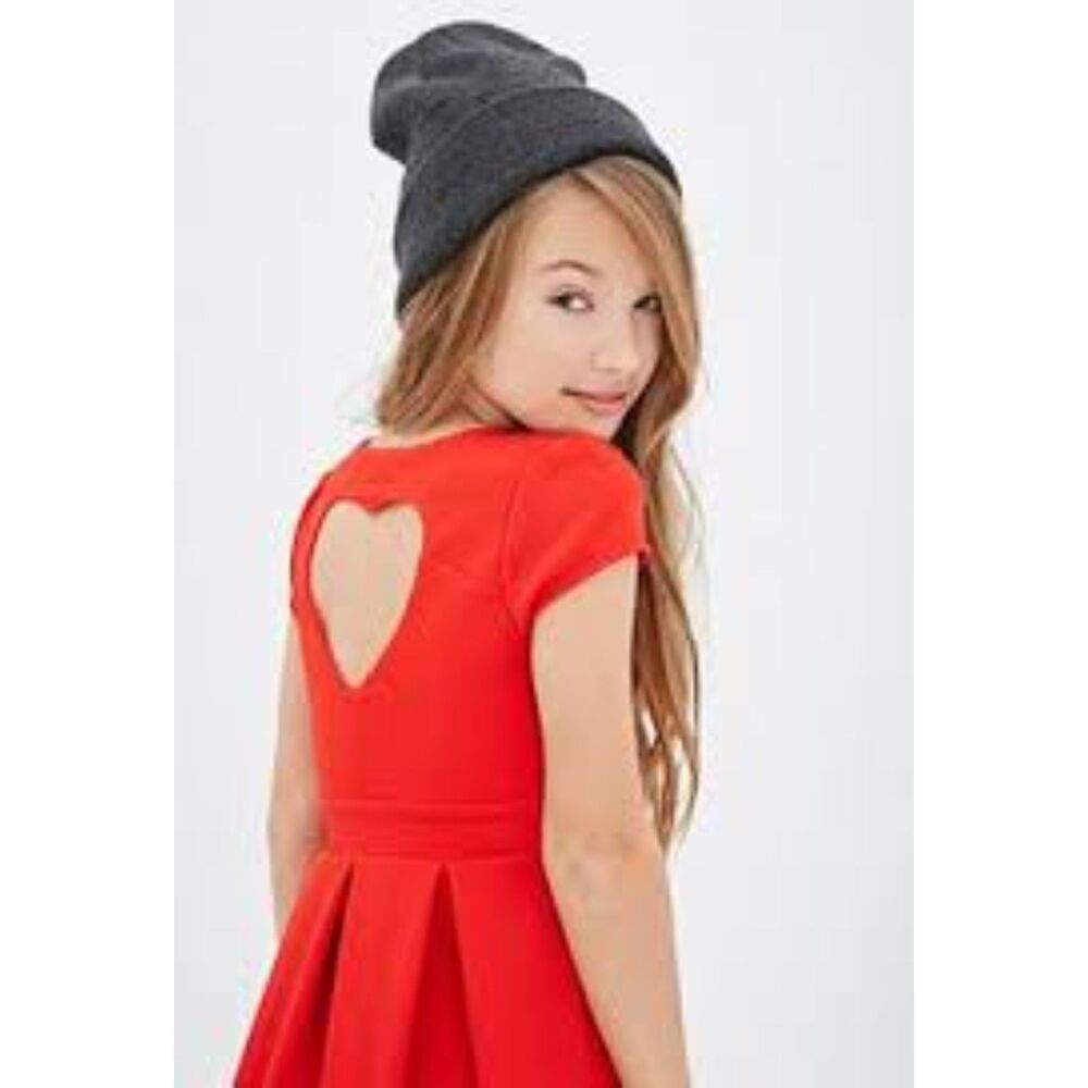 Forever 21 Girls Red Heart Cutout Back Dress 11/12 valentine pageant birthday